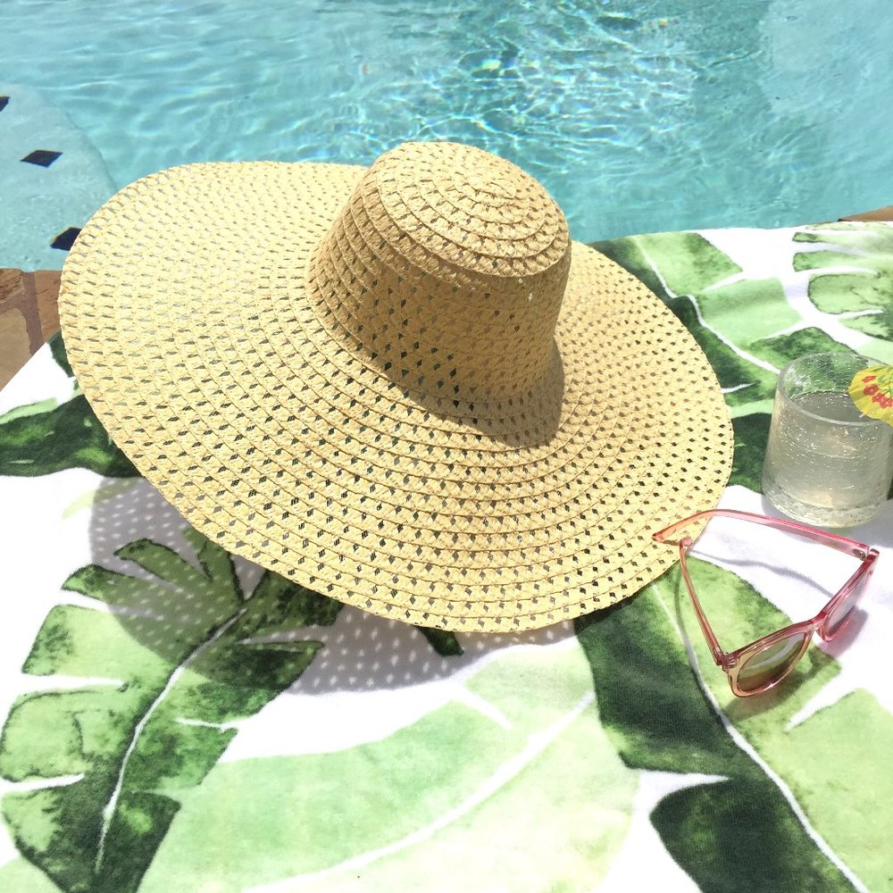 Large Brim floppy straw Sun Hat / Beige ~ NEW_4